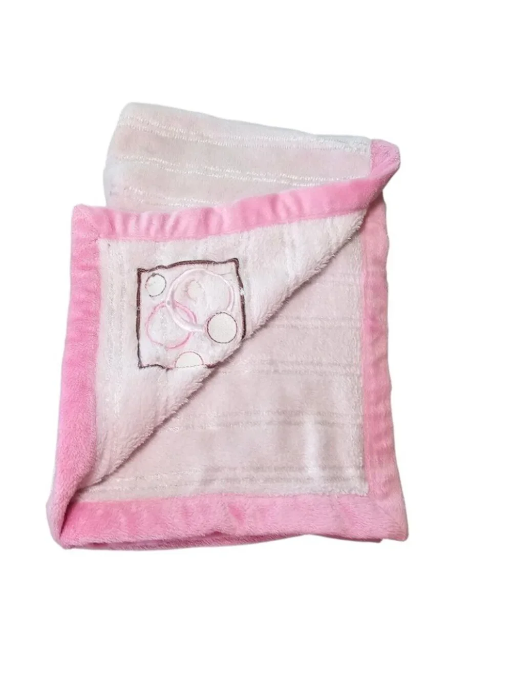 VTG George Baby Girl Blanket Pink Brown Circles Plush Y2K‎ 2000s Walmart